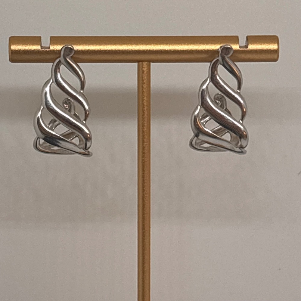 Monet Earrings Womens Silver Tone Twisted Drop‎ Dangle Post Vintage Signed